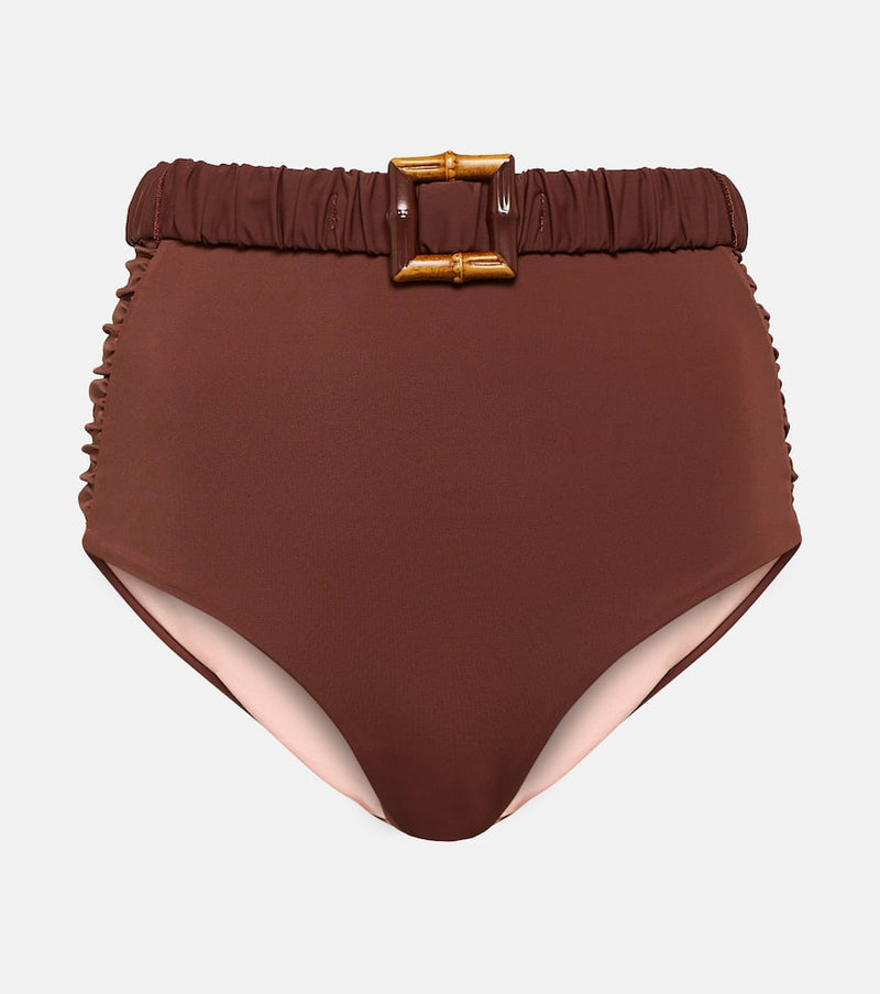 Johanna Ortiz Belted high-rise bikini bottoms