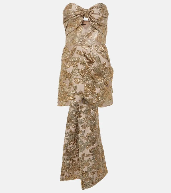 Johanna Ortiz Bow-detail cutout brocade minidress | LYBSTORE