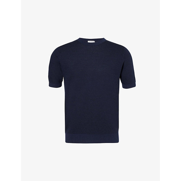 Mens John Smedley Crew-neck short-sleeve merino-wool knitted jumper