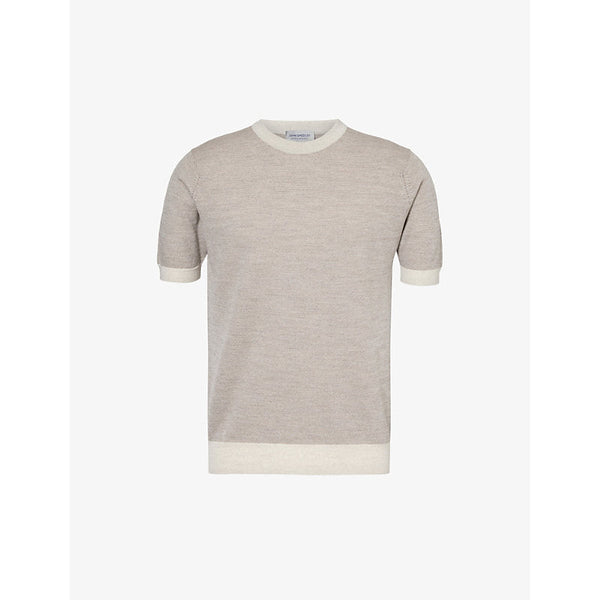 Mens John Smedley Crew-neck short-sleeve merino-wool knitted jumper