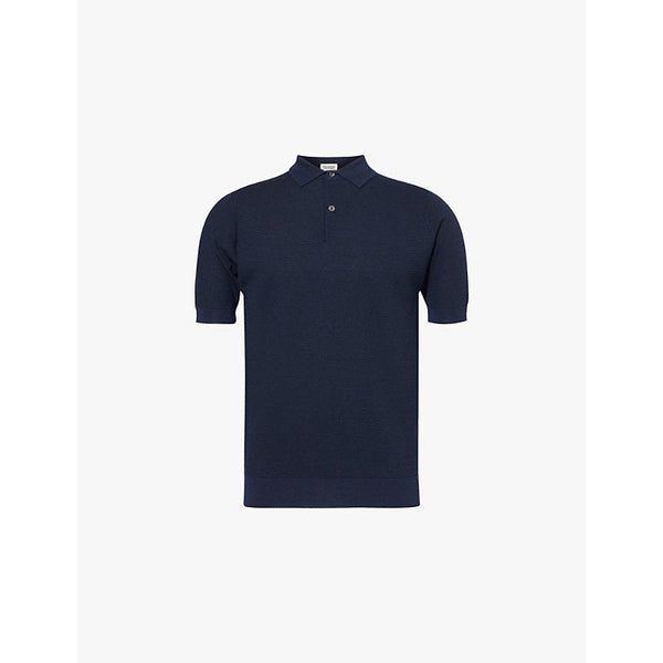 John Smedley Ribbed-trim short-sleeve merino-wool knitted polo shirt