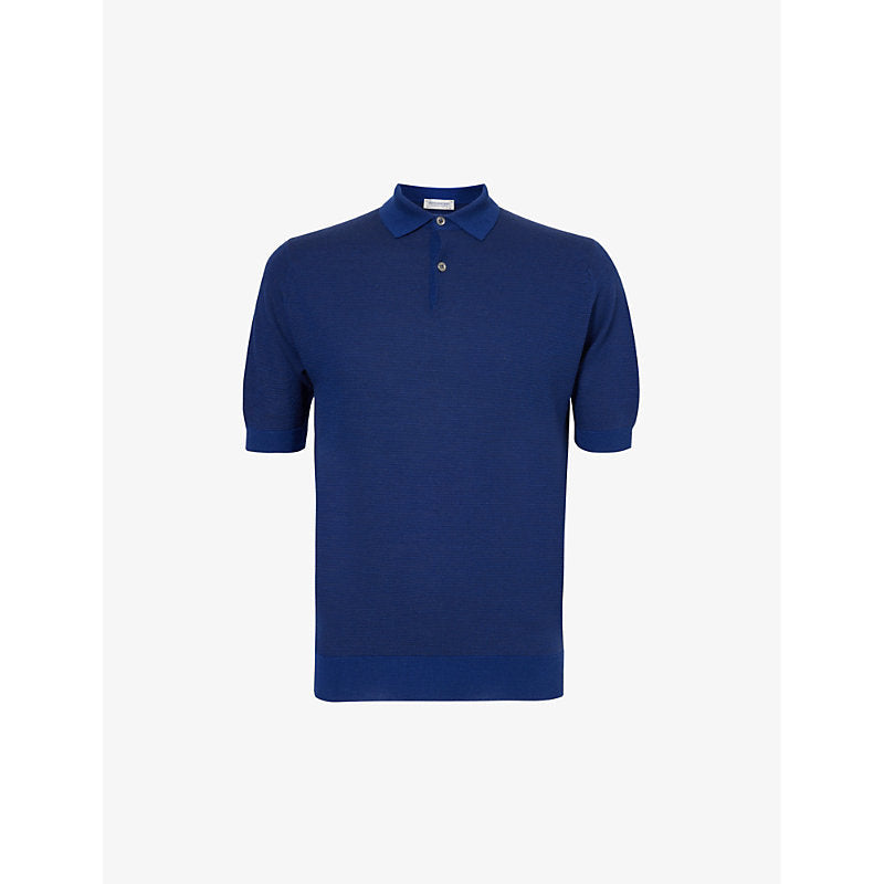 John Smedley Ribbed-trim short-sleeve merino-wool knitted polo shirt