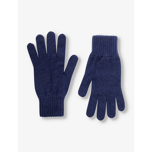 Johnstons Ribbed-cuff knitted cashmere gloves | LYBSTORE