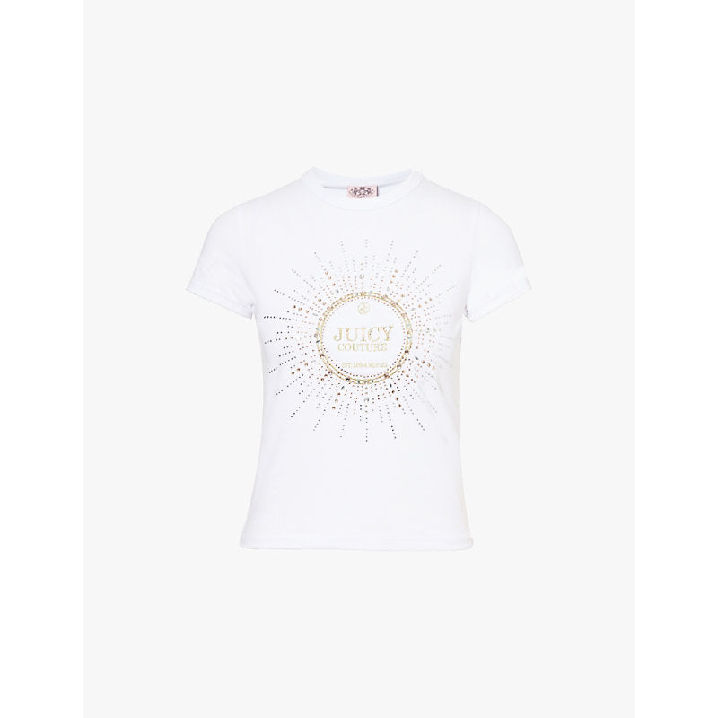 Juicy Couture Heritage Crown rhinestone-embellished cotton-jersey T-shirt