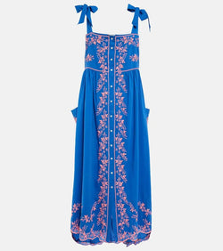 Juliet Dunn Embroidered cotton midi dress