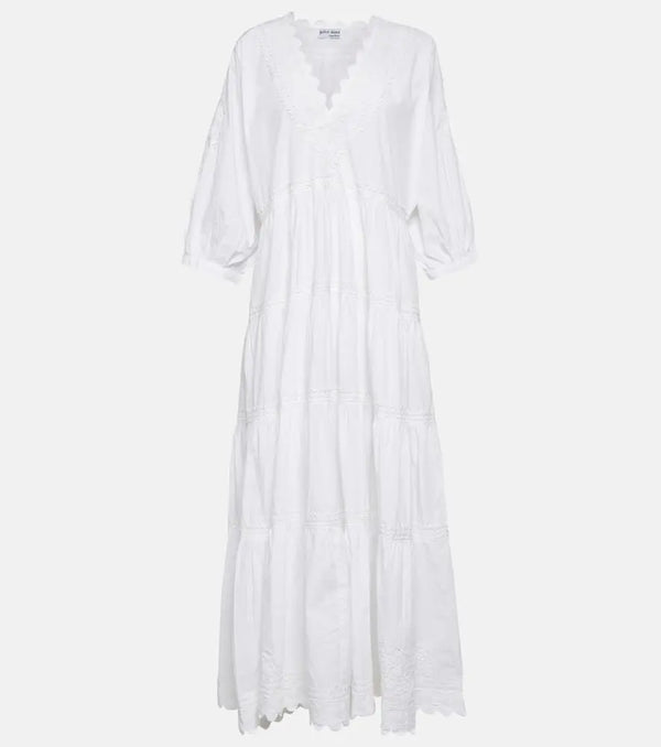 Juliet Dunn Embroidered cotton poplin maxi dress | LYBSTORE