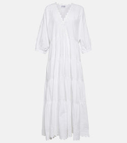 Juliet Dunn Embroidered cotton poplin maxi dress