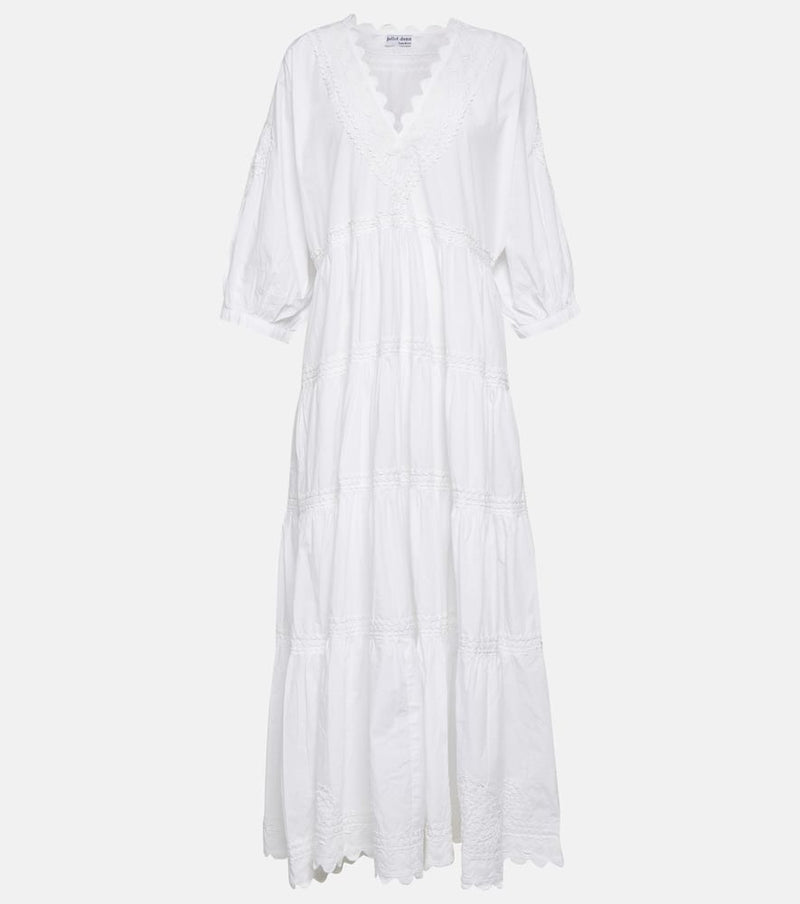 Juliet Dunn Embroidered cotton poplin maxi dress