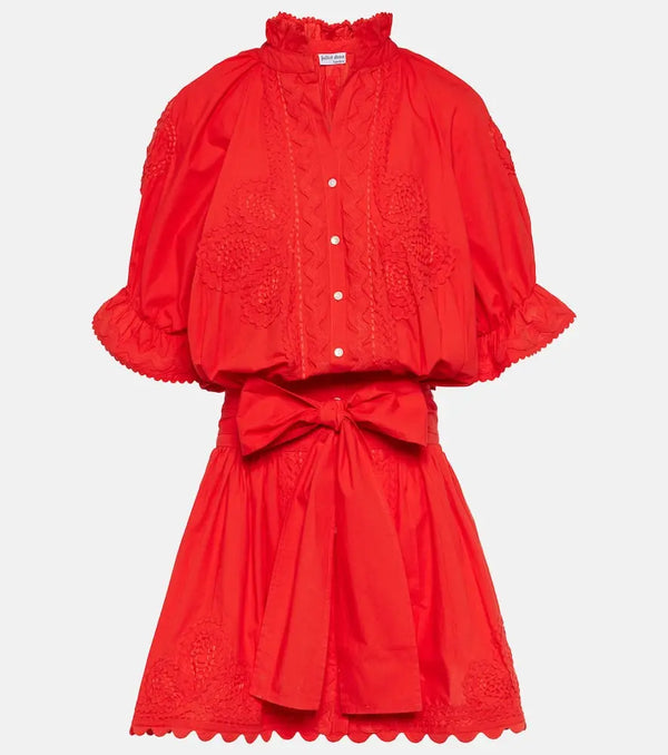 Juliet Dunn Embroidered cotton poplin shirt dress