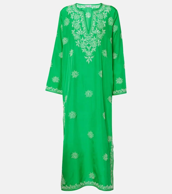 Juliet Dunn Embroidered silk kaftan