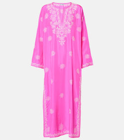 Juliet Dunn Embroidered silk kaftan