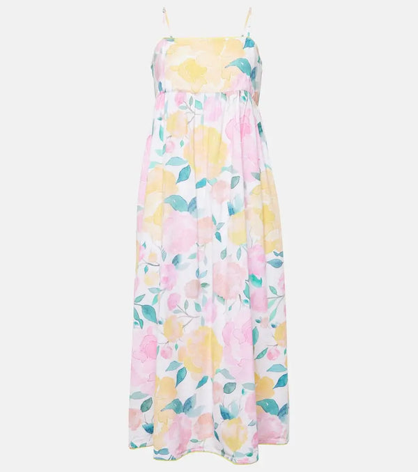 Juliet Dunn Floral cotton and linen midi dress