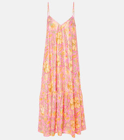 Juliet Dunn Floral cotton-blend lamé midi dress | LYBSTORE