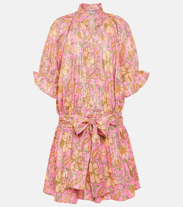 Juliet Dunn Floral cotton-blend lamé shirt dress | LYBSTORE