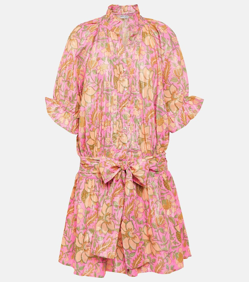 Juliet Dunn Floral cotton-blend lamé shirt dress