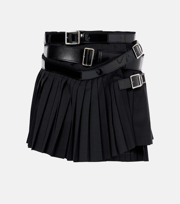 Junya Watanabe Belted pleated wool-blend miniskirt | LYBSTORE