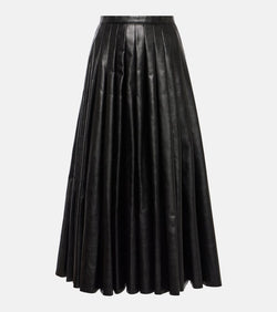 Junya Watanabe Pleated faux leather midi skirt