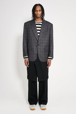 Junya Watanabe MAN Men's Wool Check Coat Grey Black