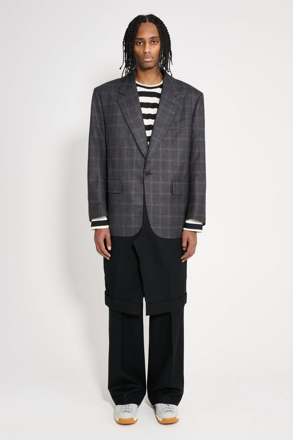 Junya Watanabe MAN Men's Wool Check Coat Grey  Black