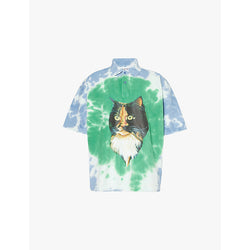 Jw Anderson Cat-print tie-dye cotton-piqué polo shirt