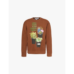  Jw Anderson Flower pot graphic-print cotton-jersey sweatshirt