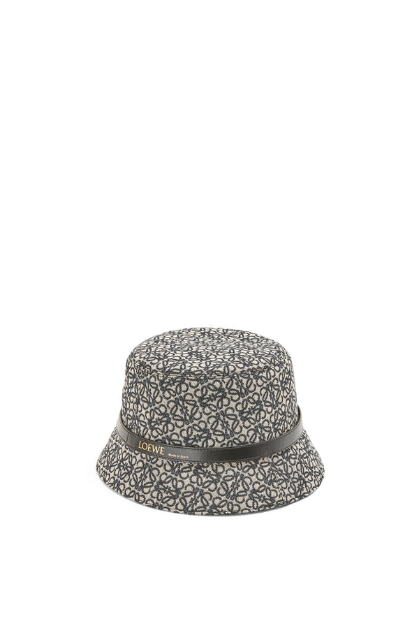 Anagram bucket hat in jacquard and calfskin