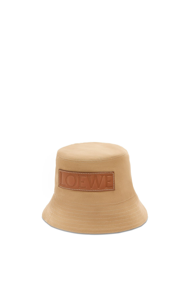 Bucket hat in canvas and calfskin