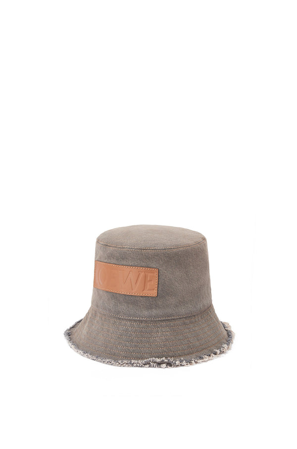 Bucket hat in denim calfskin