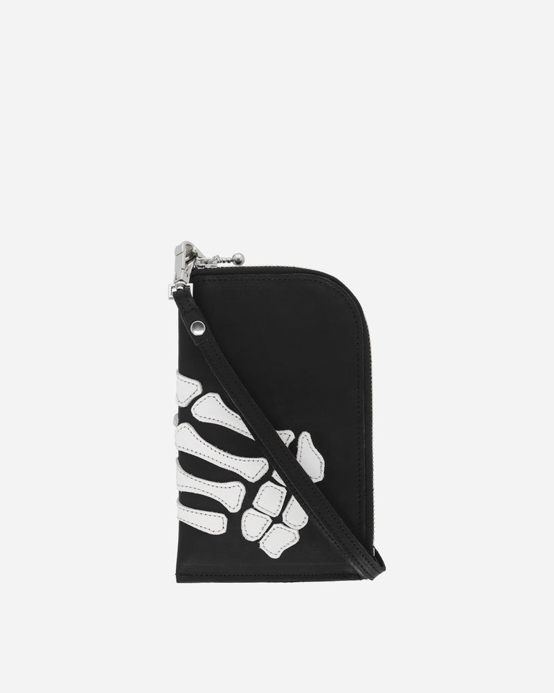 KAPITAL Thumb-Up Bone Hand Zip Neck Pouch Black