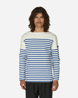 KAPITAL Panel Stripe Jersey Elbow-Rip Longsleeve T-Shirt (Rainbowy Patch) White