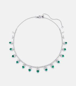 Kamyen 18kt white gold choker with emeralds and diamonds