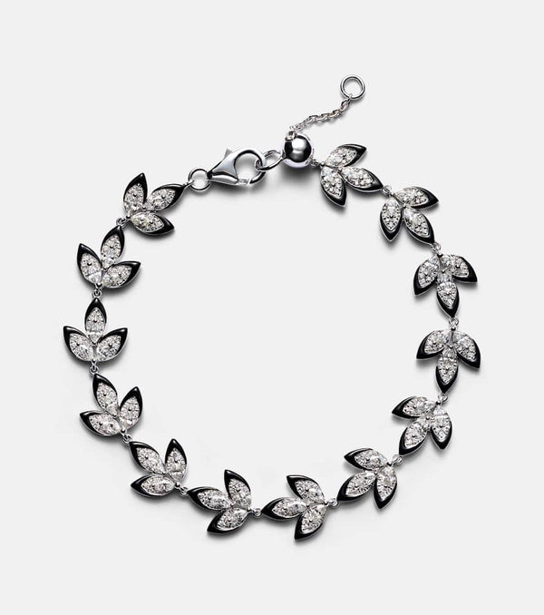 Kamyen Enamel Leaf 18kt white gold bracelet with diamond