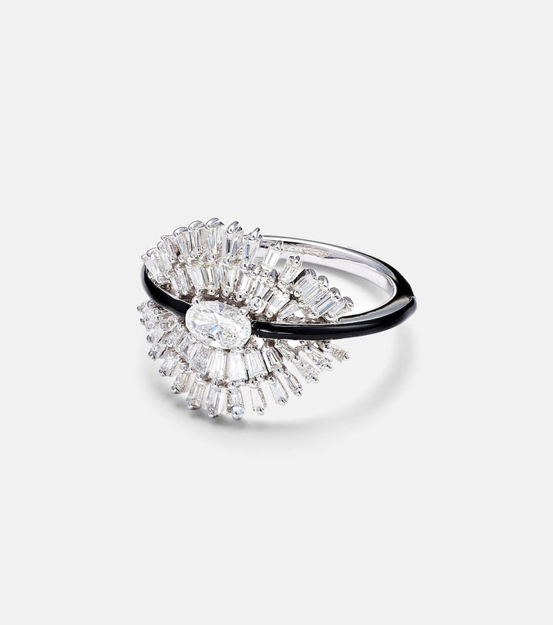 Kamyen Eyelash 18kt white gold pinky ring with diamonds