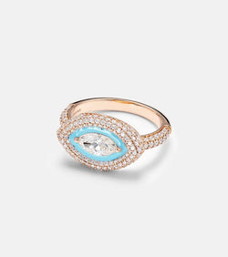 Kamyen Marquise Eye 18kt rose gold pinky ring with diamonds | LYBSTORE