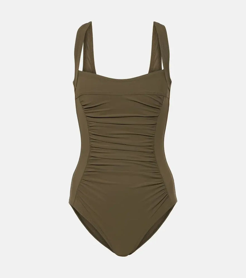 Karla Colletto Ruched square-neck swimsuit