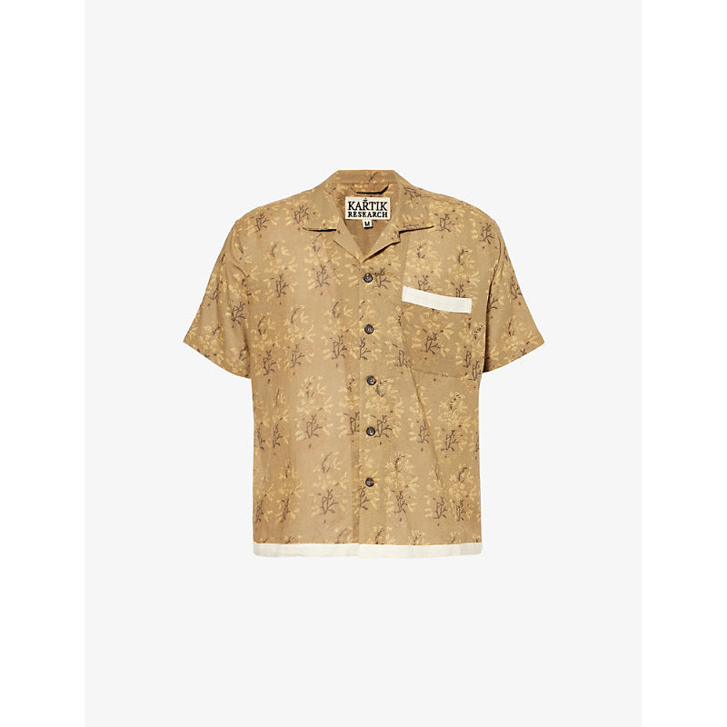 Kartik Research Printed camp-collar relaxed-fit cotton-poplin shirt