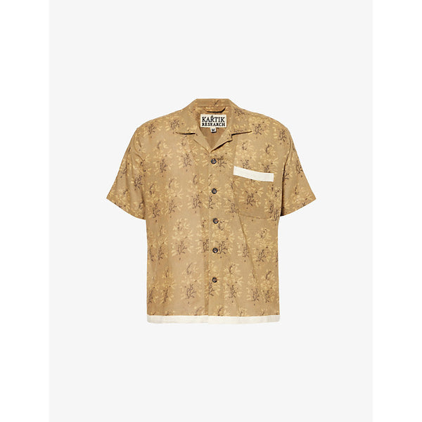 Mens Kartik Research Printed camp-collar relaxed-fit cotton-poplin shirt