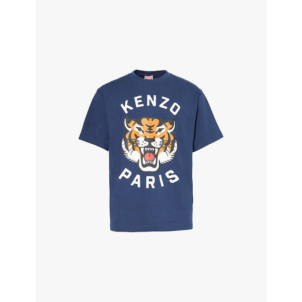 Mens Kenzo Lucky Tiger brand-and-tiger-print relaxed-fit cotton-jersey T-shirt