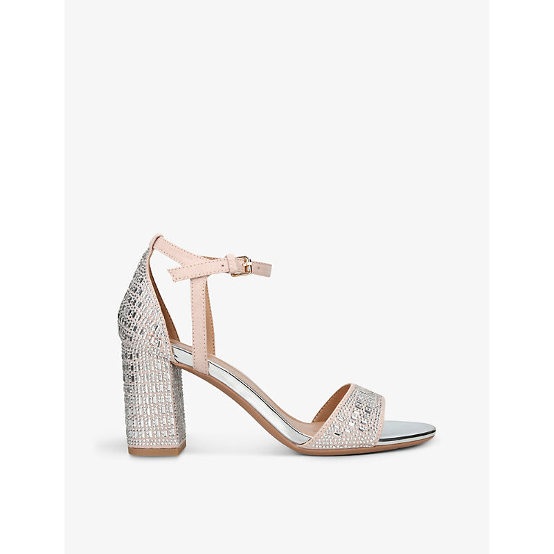 Kg Kurt Geiger Faryn Bling diamante-embellished faux-leather heeled sandals | LYBSTORE