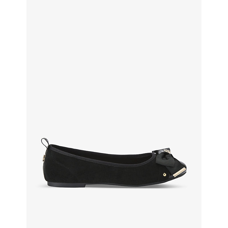 Kg Kurt Geiger Megan bow-embellished faux-leather flat courts | LYBSTORE