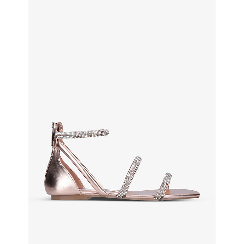 Womens Kg Kurt Geiger Rae crystal-embellished metallic faux-leather sandals