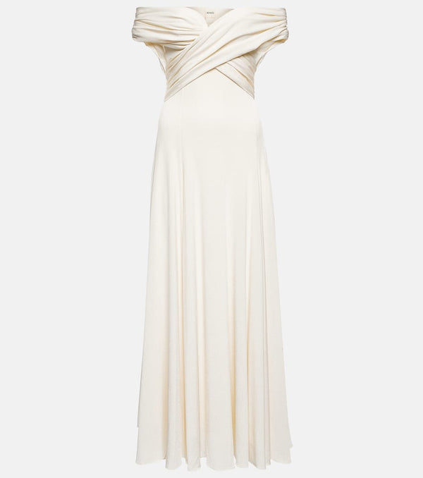 Khaite Bruna off-shoulder crêpe maxi dress | LYBSTORE