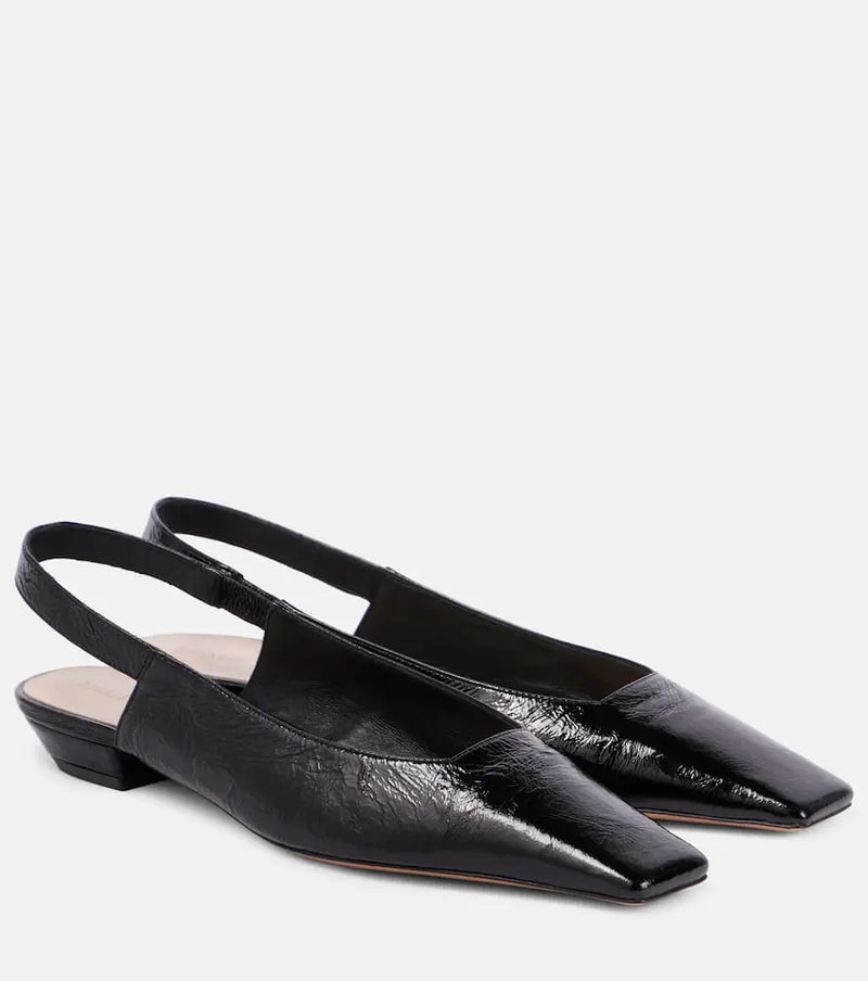 Khaite Colin crinkled leather slingback flats | LYBSTORE