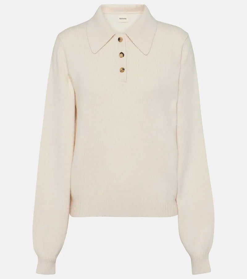 Khaite Joey cashmere-blend polo sweater | LYBSTORE