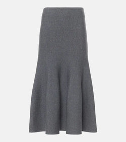 Khaite Odil knitted wool-blend midi skirt | LYBSTORE