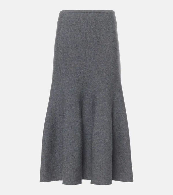 Khaite Odil knitted wool-blend midi skirt | LYBSTORE