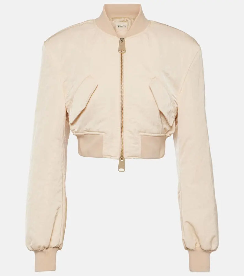 Khaite Reggie cropped satin bomber jacket | LYBSTORE