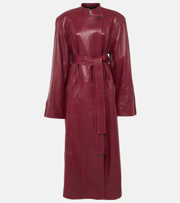 Khaite Rothen leather wrap coat