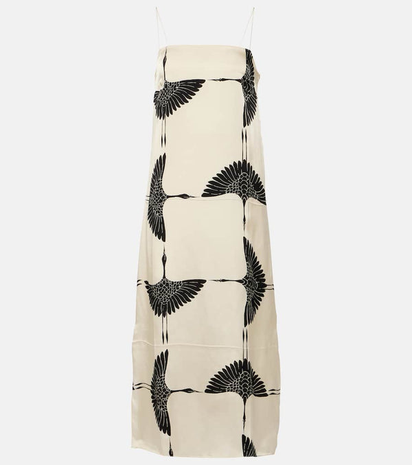 Khaite Sicily printed twill midi dress | LYBSTORE