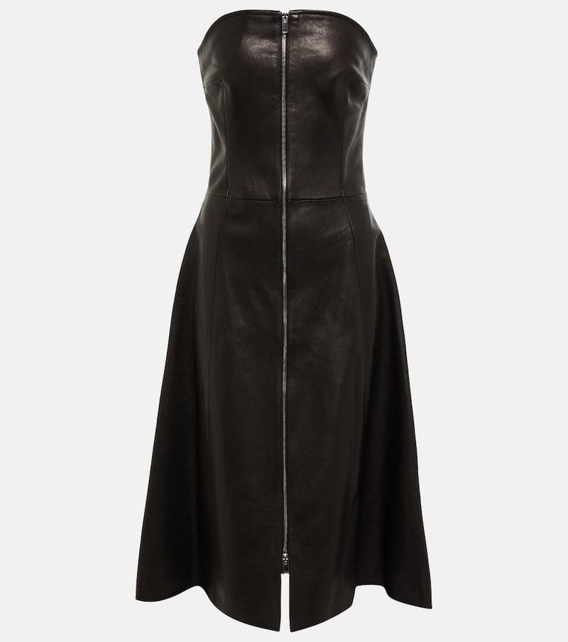 Khaite Valerie leather midi dress